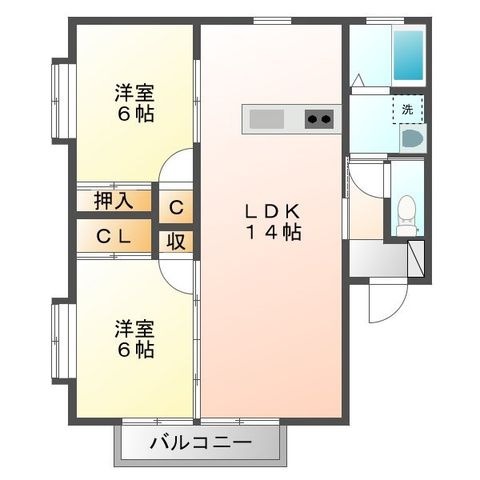 拡大写真:第3石南荘 2階201の間取り