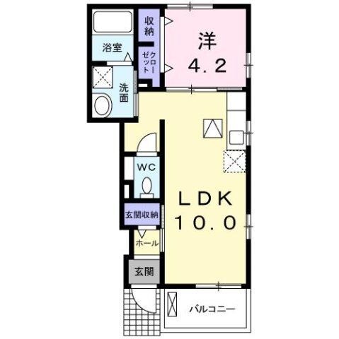 拡大写真:ビスキー ローズ 1階103の間取り
