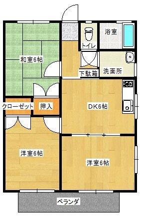 拡大写真:西田コーポⅡ 2階202の間取り