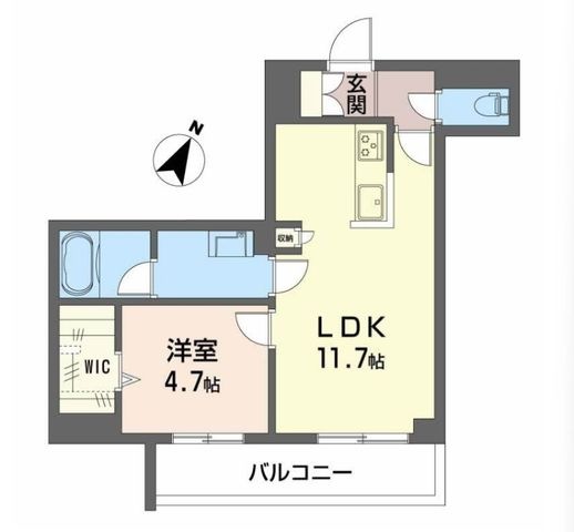 拡大写真:Ecrage Takasu 2階203の間取り