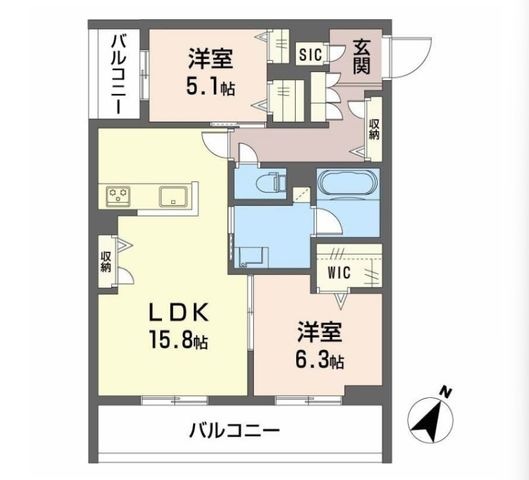 拡大写真:Ecrage Takasu 2階204の間取り