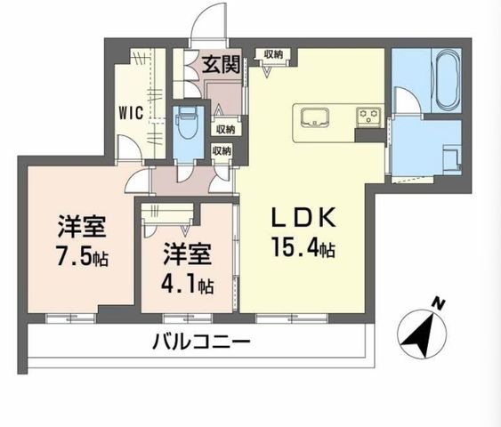 拡大写真:Ecrage Takasu 3階302の間取り