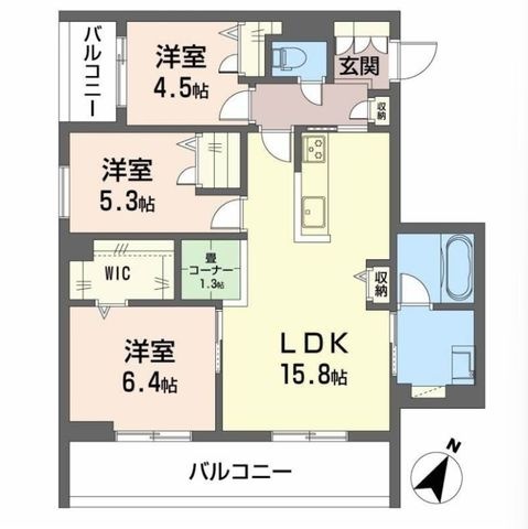 拡大写真:Ecrage Takasu 3階303の間取り