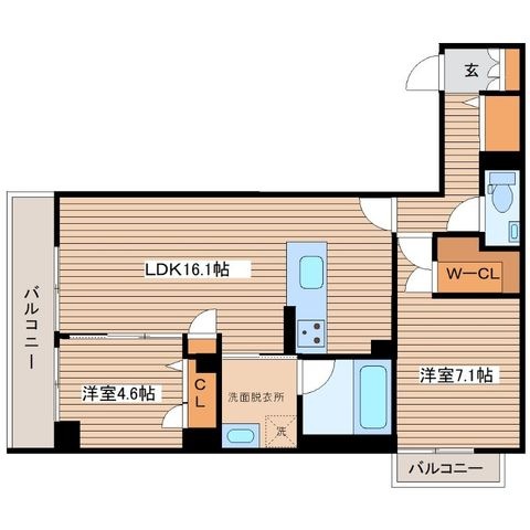拡大写真:CASA ニックスⅤ 3階301の間取り
