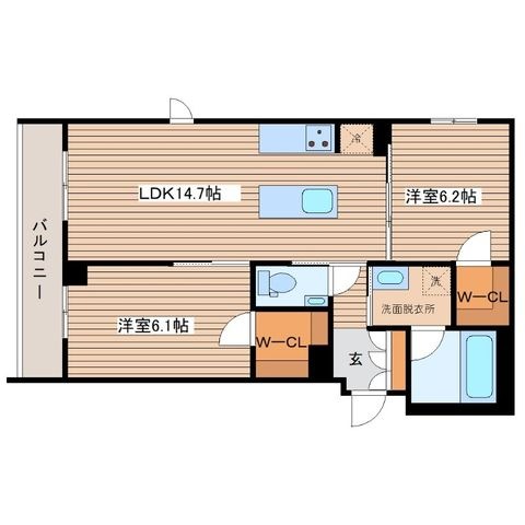 拡大写真:CASA ニックスⅤ 3階303の間取り