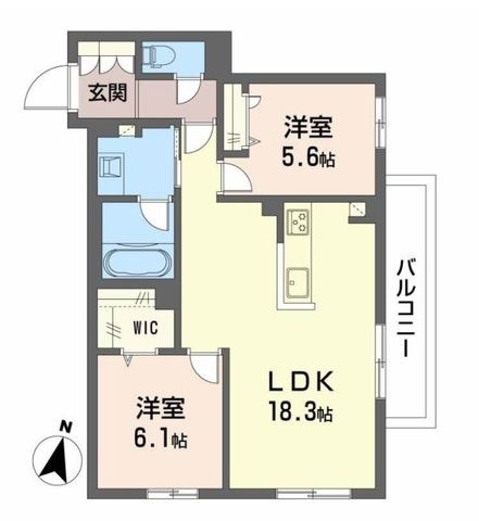 拡大写真:プライムフェルトⅡ 2階203の間取り