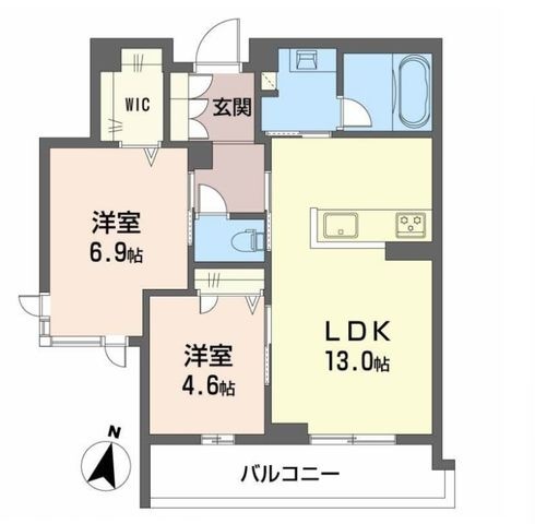 拡大写真：プライムフェルトⅡ 3階304の間取り