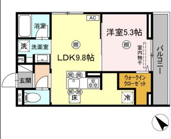 拡大写真:D-ROOM庚午中 1階101の間取り