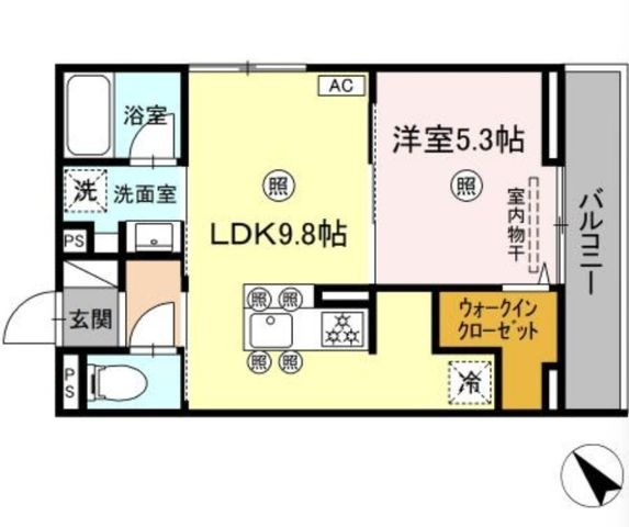拡大写真:D-ROOM庚午中 3階301の間取り