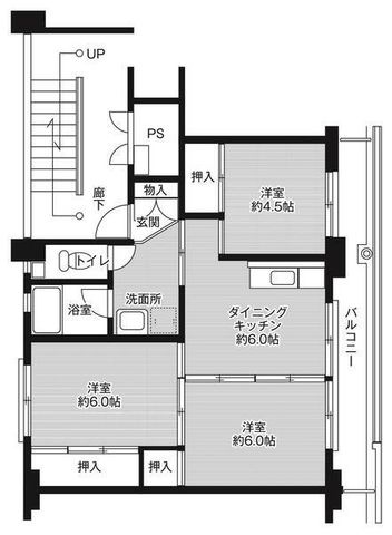 拡大写真:ビレッジハウス仁尾2号棟 3階0304の間取り