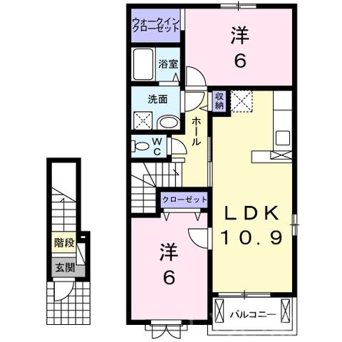 拡大写真:赤磐市円光寺 2階205の間取り