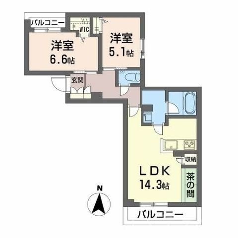 拡大写真:岡山市北区伊福町3丁目 3階301の間取り