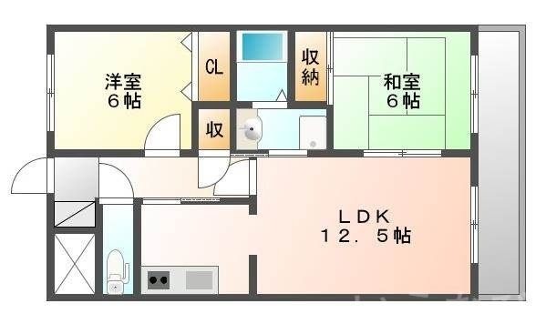 拡大写真:岡山市中区桑野 1階101の間取り