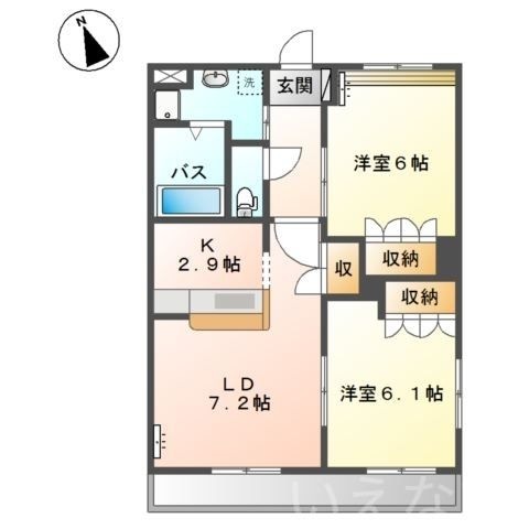 拡大写真:美作市湯郷 1階101の間取り