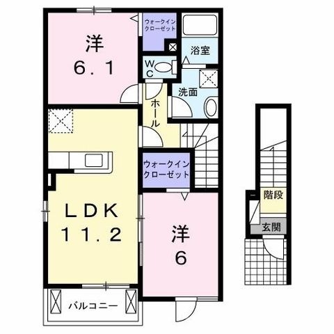拡大写真:和気郡和気町福富 2階201の間取り