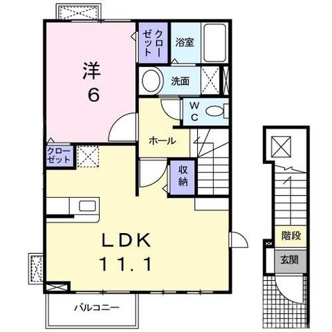 拡大写真:赤磐市桜が丘東4丁目 2階202の間取り