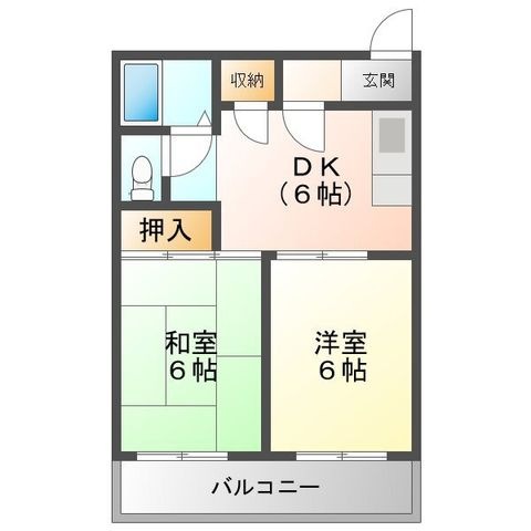 拡大写真:ピュアライフ歌島 6階502の間取り