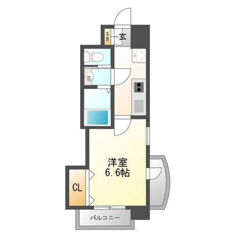 拡大写真：サムティ大阪ＣＩＴＹＷＥＳＴ 2階201の間取り