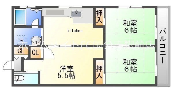 拡大写真:宮城荘 2階202の間取り