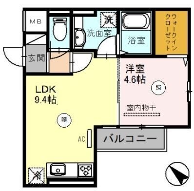 拡大写真:D’GREEN 1階105の間取り