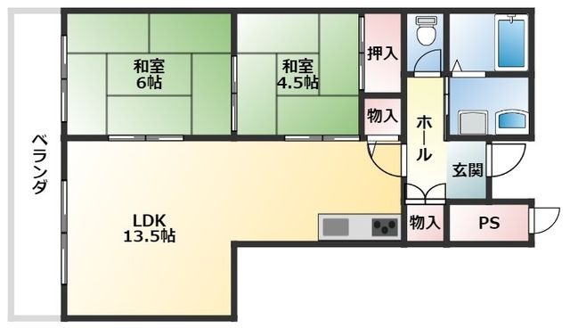 拡大写真:メルクマール深阪 3階305の間取り