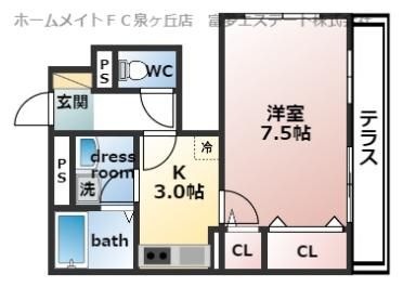 拡大写真:ボナールB棟 1階101の間取り