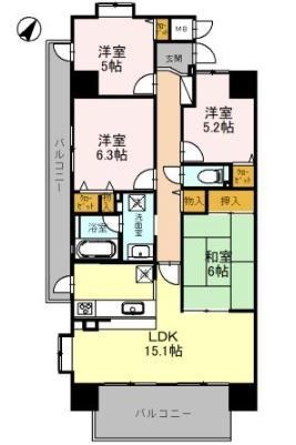 拡大写真:ファミールハイツ泉大津セントハーバーシティ1番館 11階1101の間取り