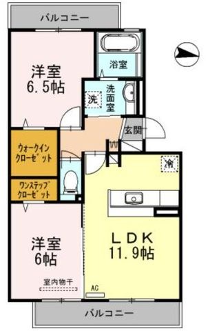 拡大写真:ファミリア金剛 2階202の間取り