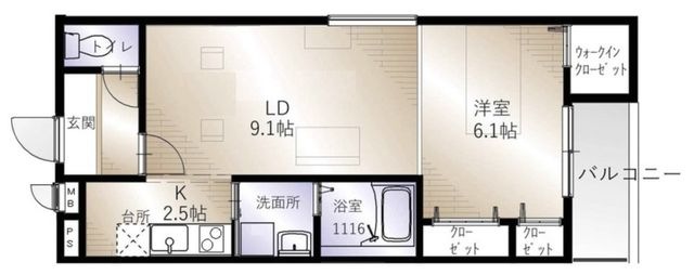 拡大写真:グランハイツ西喜 1階105の間取り