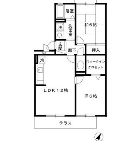 拡大写真：クレスト想 3階302の間取り