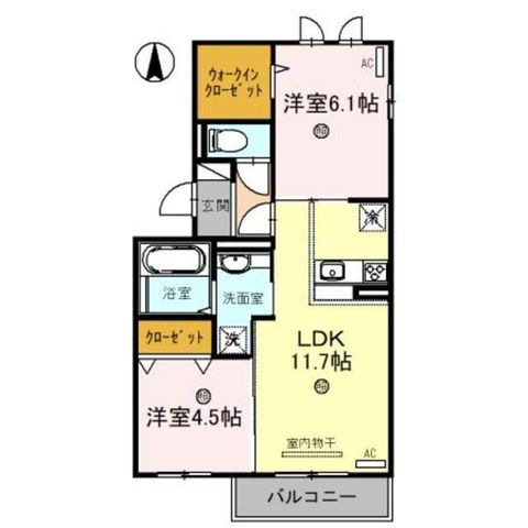 拡大写真:アイボヌール 1階201の間取り