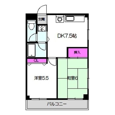 拡大写真:守口市東光町3丁目 2階206の間取り