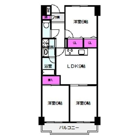 拡大写真：大阪市鶴見区諸口６丁目 7階707の間取り