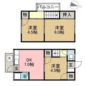 拡大写真:錦荘A棟 2階2の間取り