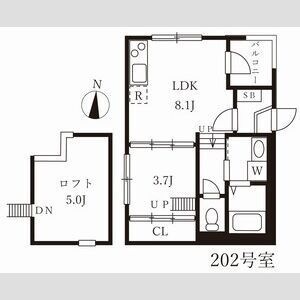 拡大写真:ハーモニーテラス御器所 2階202の間取り
