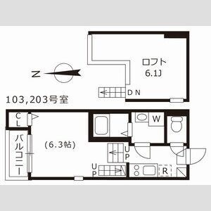 拡大写真：ハーモニーテラス上名古屋 2階203の間取り