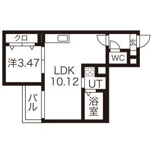 拡大写真：Jack　inomoriⅠ 2階203の間取り