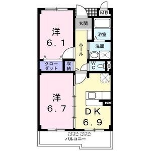 拡大写真:ファインヒル吉根A 2階202の間取り