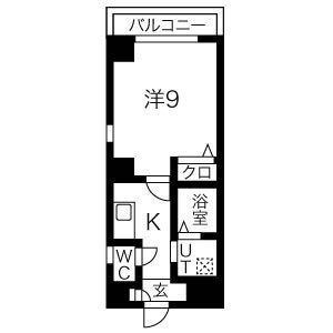 拡大写真:Studioナディア 4階402の間取り