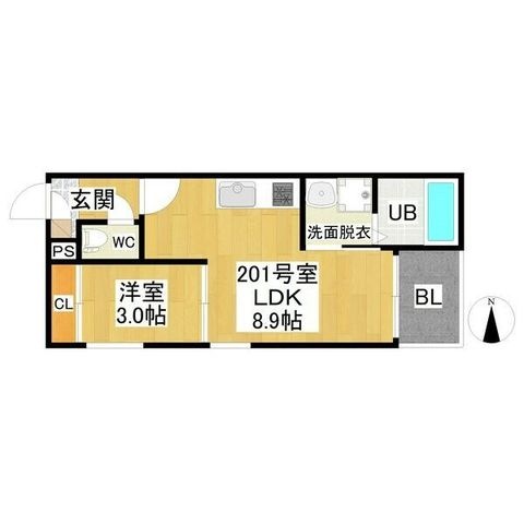 拡大写真:REGALEST名城公園 2階201の間取り