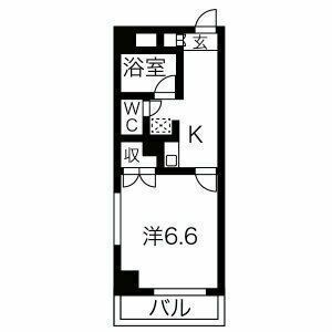拡大写真:メゾンヤスフク 4階405の間取り