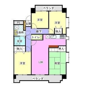 拡大写真:スカイヒルズ植田 4階402の間取り