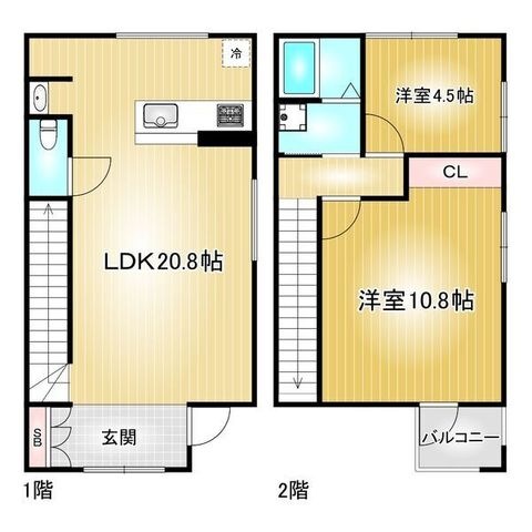 拡大写真:カッツェカヤバ 2階EASTの間取り