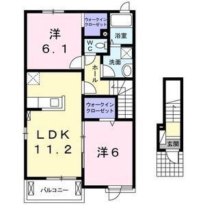 拡大写真：パークビューM’S 2階201の間取り