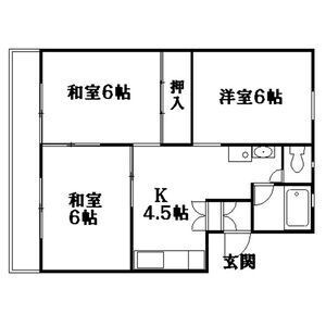 拡大写真:第2大幸ハイツ 4階401の間取り
