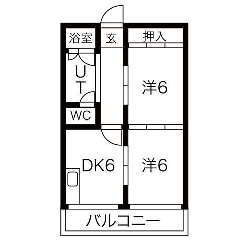 拡大写真:コーポあさひや 4階405の間取り