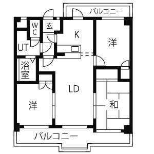 拡大写真:BELLA植田山 1階102の間取り
