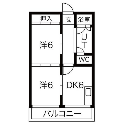 拡大写真:コーポあさひや 2階206の間取り