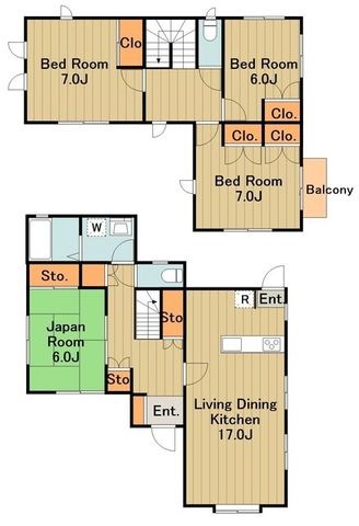 拡大写真:片平5丁目賃貸住宅L棟 1階01の間取り