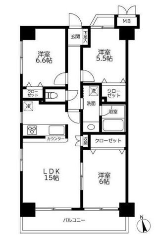拡大写真:エスバイエルマンション相模原 10階1004の間取り